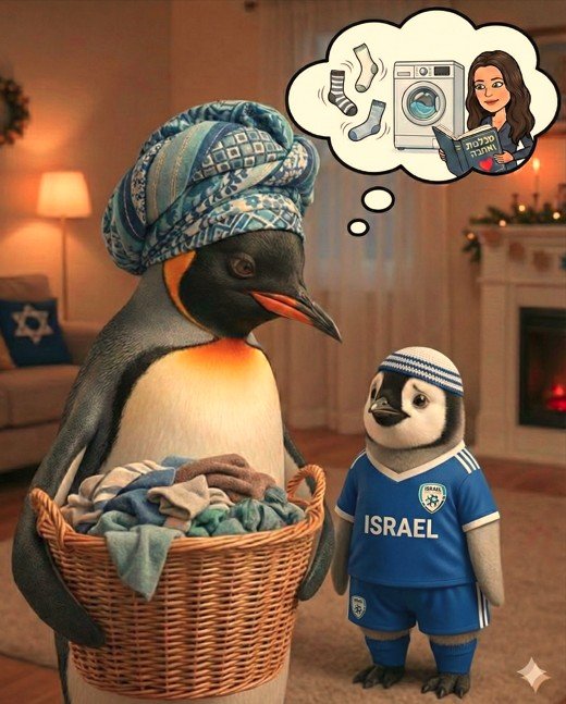 אמא פינגווין עם מטפחת